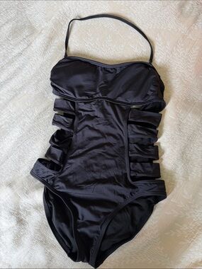 Kenneth Cole Reaction Black Cutout One-Piece Swimsuit